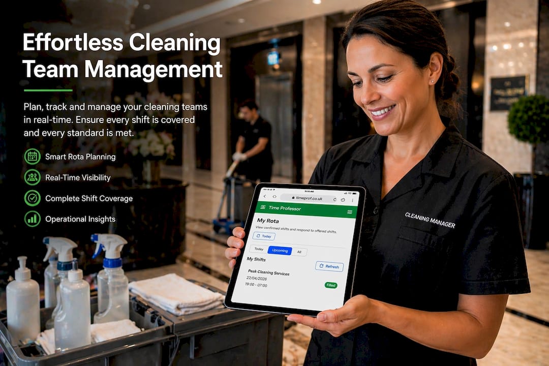 Cleaning team management with TimeProf
